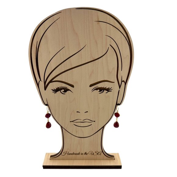 Faceted Ruby Teardrop Earrings Gold Vermeil - Picture 8 of 10